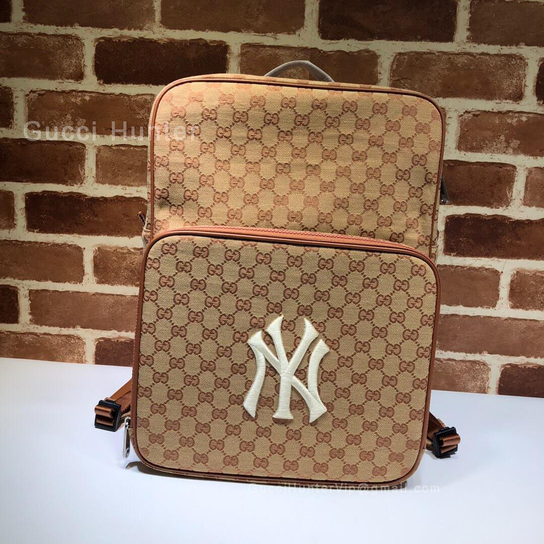 Gucci Medium Backpack With NY Yankees Patch Brown 536724